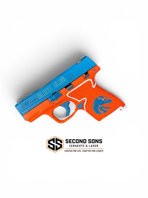 BLEED BLUE.

Custom Boise State inspired M&P Shield featuring Sky Blue Cerakote, Hunter Orange frame, laser-engraved Bronco logo, custom stippling, and matching controls.

Every custom build starts with an idea. This one was built for Bronco Nation.

If you’ve been thinking about a one-of-one custom firearm, now’s the time.

🇺🇸 Freedom Month – 20% OFF Cerakote services.

📍 Lewiston, Idaho
📩 Message Second Sons Cerakote & Laser to start your build.

#secondsonscerakote #cerakote #boisestatefootball #mpshield #bronconation